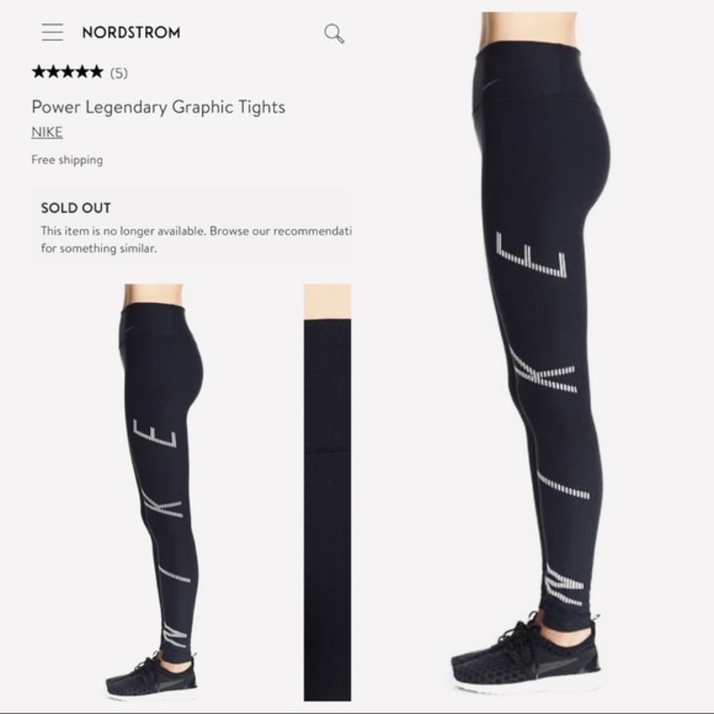 NIKE NWT Power Legendary NIKE Graphic Black Work Out Leggings / Yoga Pants - Med - Picture 12 of 14